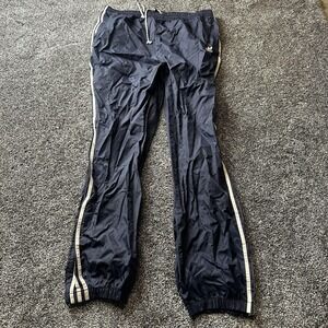 Adidas Pants Mens XL Blue Taffeta Track 3-Stripes Drawstring Originals